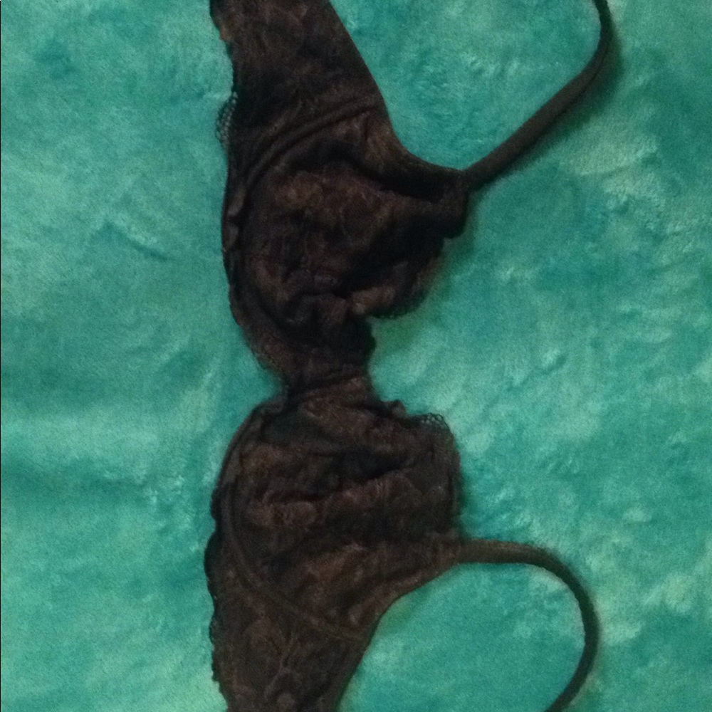 Black lace Victoria's Secret underwire bra.